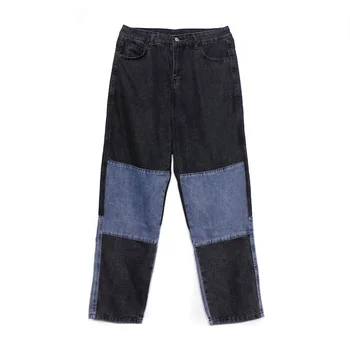 Nové Jeseň Jar Harajuku Jeans pánske Rovné Nohavice Vintage Patchworked Širokú Nohu, Nohavice Voľné Punk Nohavice Iny Streetwear