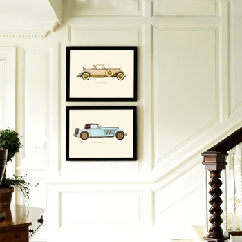 Nové Klasické Autá Vintage Plátno Maľovaní Plagátov Vytlačí Olej Wall Art Obrázky Pre Obývacia Izba Dekorácie Domova Bez Rámu