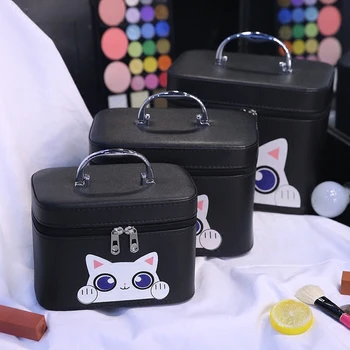 Nové Kreslených mačka make-up tašky roztomilý taška organizér pre kozmetiku 3 veľkosti veľká Kozmetická taška pre ženy prenosné cestovné puzdro make-up