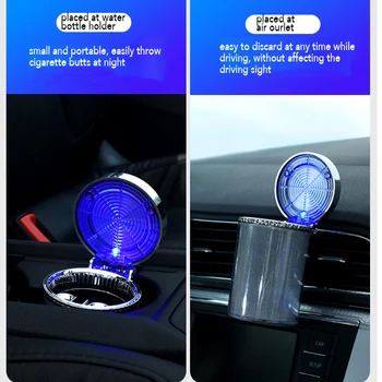 Nové LED svetlo Auto Cigaretu Popolník s krytom Pre Držiak Auto Air Vent zásobník Popola