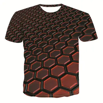Nové Letné oblečenie-krátke rukávy topy Street fashion trend mládež t-shirt geometrické grafické fashion T-shirt pánske bežné tričko