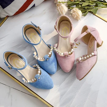 Nové Letné Sandále Pre Dievčatá, Baby Bow Sandále S Vysokým podpätky Batoľa Deti diamond Jeden Šaty, Topánky, Ružový Páva Modrá