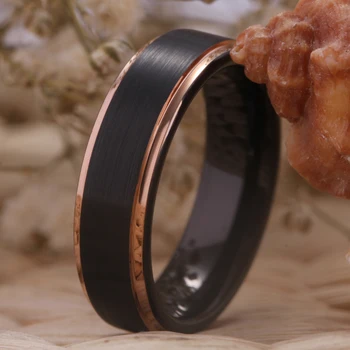 Nové Luxusné Svadobné Prstene Pre Ženy Móda Angažovanosti Žien Krúžok Volfrámu Prsteň Matný Čierny S Rose Zlatý Prsteň Darček