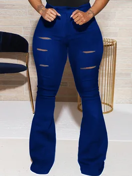 Nové Modely Módne Otvory Ženy Nohavice Plus Veľkosť Sexy Nočný Klub Nosenie, Vysoký Pás Bežné Obličkového Nohavice Street Wear 2021 Jar