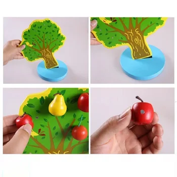 Nové Montessori Vzdelávacích Drevené Hračky Magnetické Apple Pear Tree Hračky pre Deti Darček k Narodeninám