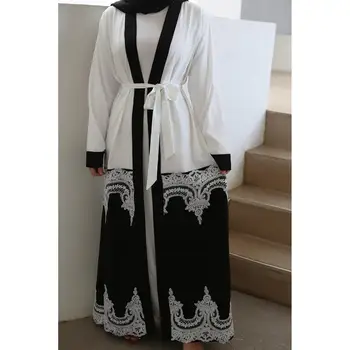 Nové Moslimov Na Blízkom Východe Hot Predaj Čipky Moderné Výšivky Ženy Otvoriť Abaya Dlho Kimono Vesty Islamský Hidžáb Oblečenie Abaya 2020