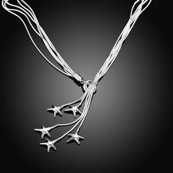 Nové Módne 925 Silver Star Dlhý Náhrdelník Prívesok Pre Ženy Had Reťaze Náhrdelník Vyhlásenie Šperky