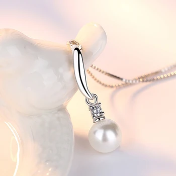 Nové Módne 925 Sterling Silver Zirkón Perlový Náhrdelník Prívesok Jemné Drahokamu CZ Drop Náhrdelníky Ženy Výročie Šperky Darček
