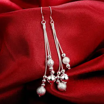 Nové Módne 925 Šperky, Náušnice Strieborné Multi-Line Kolo Perličiek Drop Náušnice pre Ženu, Darčeky Valentine