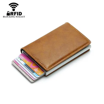 Nové Módne Anti RFID Blokovanie Mužov Kreditnej Karty Držiteľ Malé Kožené Peňaženky ID Kartou Prípade, Kovové Ochrany Kabelky Pre Ženy