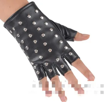Nové módne dámske punk nity rukavice módne pu kožené rukavice ženské príslušenstvo black motocyklové rukavice R3222