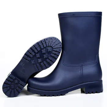Nové módne lady rainboot vody topánky hrubé pevné nízkom podpätku ženy nepremokavá obuv a oblečenie-odolný PVC dámy topánky dážď