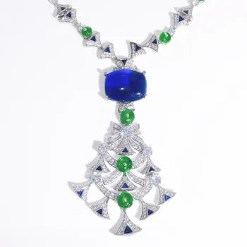 Nové Módne Luxusné Najpredávanejších Modrá Prívesok S Zelené Korálky Náhrdelník Pre Ženy, Svadobné Party Sukne Styling Glazúra Značky Šperky