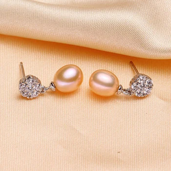 Nové Módne Prirodzený stud black pearl náušnice šperky pre Ženy 925 sterling silver darček
