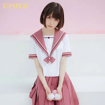 Nové Módne Ružová Japonsko Jednotné Pre Školy Dievčatá Roztomilé Biele Tričko Skladaná Sukňa Sady Japonské Anime Kostým Školy Šaty