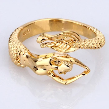 Nové Módne Vynikajúca Morská Víla Otvoriť Prstene Pre Ženy Rýdzeho Striebra 925 Šperky Krúžok Zlatá Farba Jemné Šperky, Darčeky, Doplnky