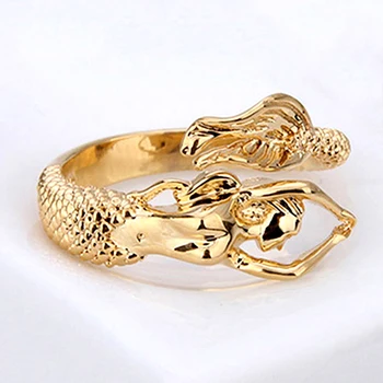 Nové Módne Vynikajúca Morská Víla Otvoriť Prstene Pre Ženy Rýdzeho Striebra 925 Šperky Krúžok Zlatá Farba Jemné Šperky, Darčeky, Doplnky