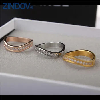 Nové Nerezové ružové Zlato/Gold/Silver Farby Prst Prstene Pre Ženy CZ Trendy, Ženské Jednoduché Svadobné Šperky Dievčatá Wholesales