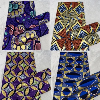 Nové Nigérijský Afriky Vosk Tkaniny Bavlnené Tlač Zábal Batik Ankara Vysokú Kvalitu Pôvodnej Pagne Skutočný Zlatý Materiál Veci