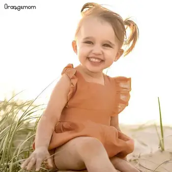 Nové orangemom dieťa dievča oblečenie, 4 farby dojčenská dievčatá v lete remienky 0-3 rokov jumpsuit dieťa romper dovezené kostým