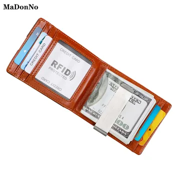 Nové Originálne Kožené pánske RFID Peniaze Klip Business Kreditnej Karty Držiteľ Tenký Mini Doláru Bill Držiteľ Karty Peňaženky Porte Carte Homme