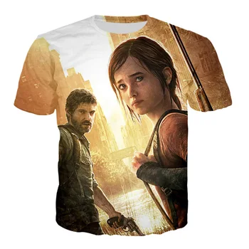 Nové Posledný Z Nás Ellie A Joel T-Shirt pre Mužov Bavlnené Tričko Svetlušky Tlou Video Hry, Nadrozmerné