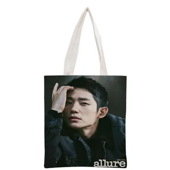 Nové prišiel vlastné KPOP Jung Hae V vytlačené plátno tote taška ženy kabelka pláži cestovná taška prenosná nákupní taška
