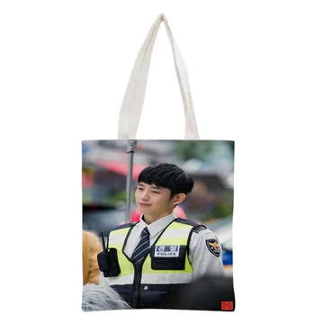 Nové prišiel vlastné KPOP Jung Hae V vytlačené plátno tote taška ženy kabelka pláži cestovná taška prenosná nákupní taška
