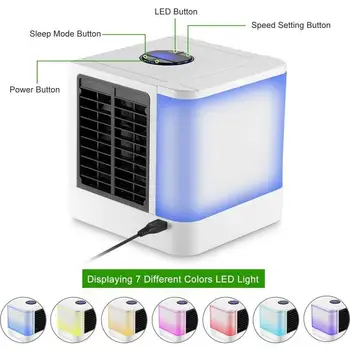 NOVÉ Prémiové Vzduchu Chladič & Zvlhčovač Prenosné klimatizačné zariadenie mini ventilátory klimatizačné Zariadenia 7 farebné svetlá