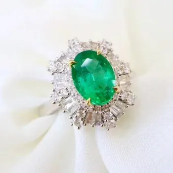 Nové Prírodné Zelený Smaragd Drahokam Krúžok pre Ženy Šperky Reálne 925 Silver Certified Prírodný Klenot Zásnubný Prsteň Dobrý Darček