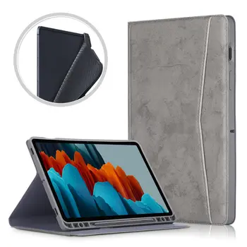 Nové PU Kožené Pre Samsung Galaxy Tab S7 Plus Prípade s Ceruzkou Držiteľ Kryt Pre Galaxy Tab S7 T870 T875 11 palcový Tablet Prípade