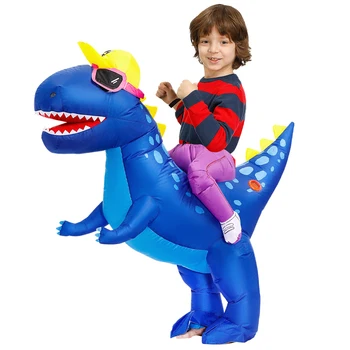 Nové Purim Dinosaura Nafukovacie Halloween Kostýmy Cosplay Kostým Modrý T-rex Maskot Strany Úlohu Hrať Disfraz pre Dospelých, Deti