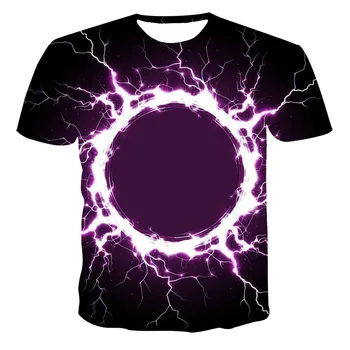 Nové pánske O-neck T-shirt Vysokej Kvality Muži T-shirt 3D Lightning Plameň Tlač Krátke Sleeve T-shirt Módne Príťažlivých Mužov Oblečenie