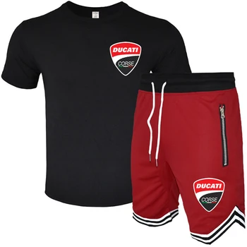 Nové pánske oblek krátky rukáv digitálna tlač Ducati logo krátky rukáv ležérne módne Harajuku vysoko kvalitné pánske krátke rukáv +