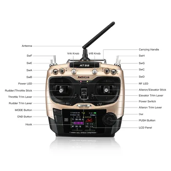 Nové Radiolink AT9S Pro 10CH 2.4 G Rádiové Diaľkové ovládanie Vysielača a Prijímača R9DS na FPV Racing Bezpilotné Lietadlo, Vrtuľník