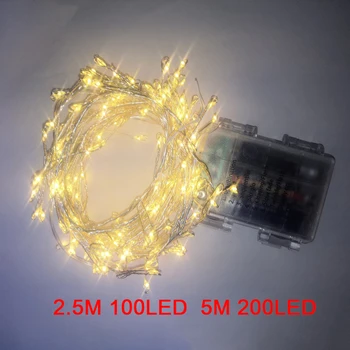 Nové Rozprávky 2M 5M Batérie Prevádzkované LED Medený Drôt String Svetlá Pre Svadobné, Vianočné Girlandy Festival Strany Domáce Dekorácie na čítanie