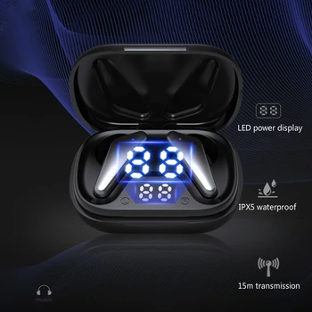 Nové S15 Bezdrôtová v5.0 Slúchadlá LED Dispaly Slúchadlá 9D HIFI Stereo Športové Vodotesné Slúchadlá Hluku Zrušiť Headset