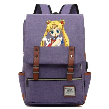 Nové Sailor Moon Bežné Školské tašky Dievča Ženy USB Nabíjanie Batoh Teenagerov Denne Notebook Tašky Študent Bookbag Batohu