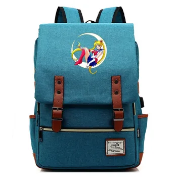 Nové Sailor Moon Bežné Školské tašky Dievča Ženy USB Nabíjanie Batoh Teenagerov Denne Notebook Tašky Študent Bookbag Batohu