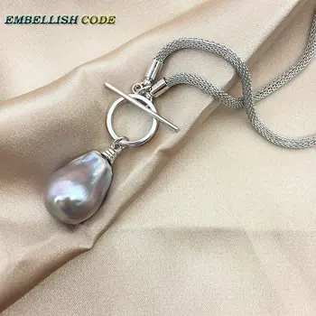 NOVÉ SZ kruhu spona dizajn šedá šedá baroková perla prívesok náhrdelník plameň tvar gule had Trvanlivé reťazové špeciálne