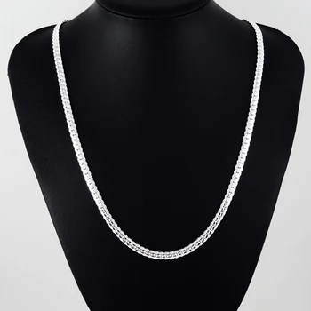 Nové Trendy 925 Sterling Silver Full Bokom Náhrdelník/Náramok Šperky Sady Pre Ženy, Mužov Silver 925 Šperky