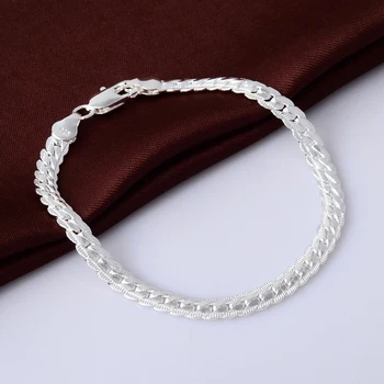 Nové Trendy 925 Sterling Silver Full Bokom Náhrdelník/Náramok Šperky Sady Pre Ženy, Mužov Silver 925 Šperky