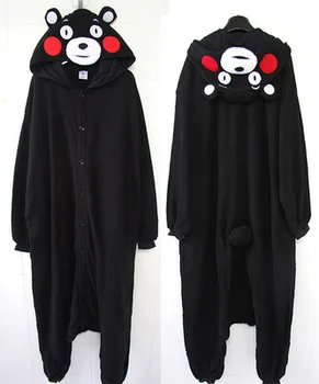 Nové Unisex Dospelých Black Kumamoto Medveď Kumamon Onesie Strany Pyžamo Cosplay Kostým