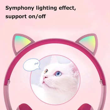 Nové uvedenie mačka ucho bezdrôtový bluetooth headset s mikrofónom LED osvetlenie herné headset roztomilý štýl headset pre deti