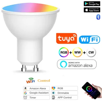 Nové WiFi Smart LED Žiarovky RGBW C+W Biela 4,5 W Stmievateľné Žiarivky Inteligentný Život Tuya Diaľkové Ovládanie Svetelných zdrojov, Pracovať S Alexa Google