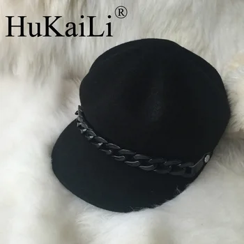 Nové zimné osemhranné šiltovku klobúk čierne mužov a žien reťazca handričkou klobúk na koni retro