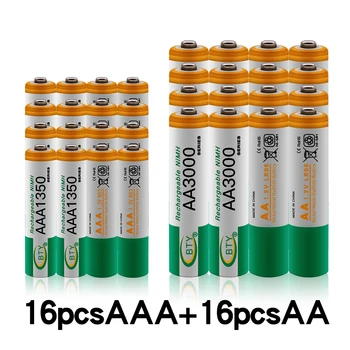 Nový 1.2 V, AA 3000mAh NI-MH Dobíjacie Batérie+AAA batérie 1350 mAh Rechageable batérie NI-MH 1.2 V AAA batérie