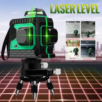Nový 12 = 3D Zelený/Červený Laser Úroveň Self-Vyrovnanie 360-Stupňový Otočný Horizontálne A Vertikálne Kríž Linky Zelený Laser Line