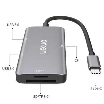 Nový 2 Port USB 3.0 Hub Converter adaptér Multi USB Typ-C CF/TF/SD Kariet Smart Čítačka Pamäťových Kariet Pre PC, Windows XP Mac
