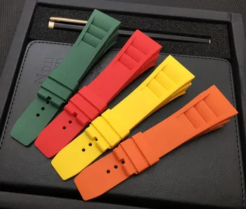 Nový 20 mm Červená Biela Zelená Čierna Sivá Modrá Žltá Orange Gumy Watchband Pre Richarda popruh pre RM011 Mille Náramok hodiniek band